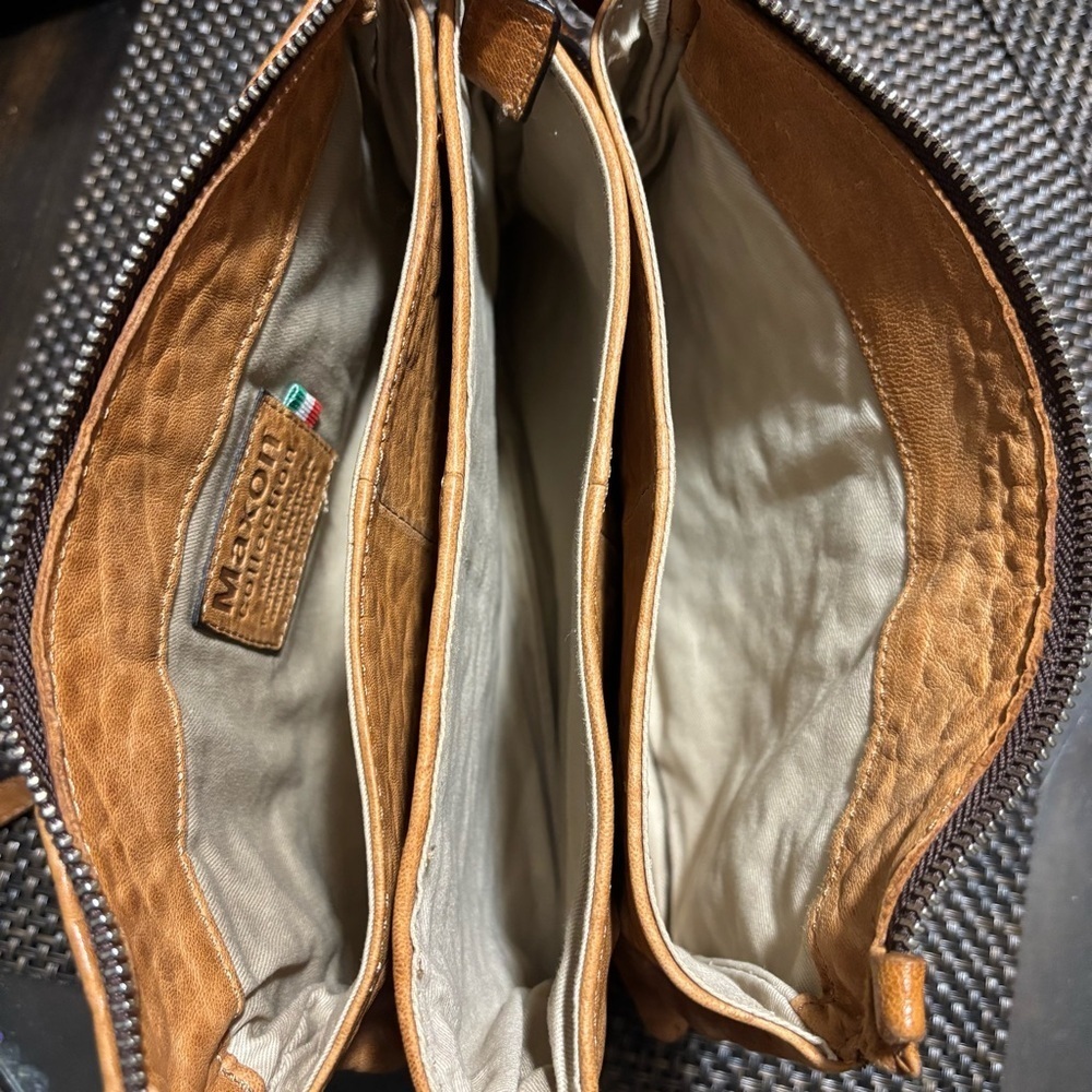 Maxon Collection Pebbled Genuine Leather Crossbody Purse made in Italy zipper - Picture 9 of 14